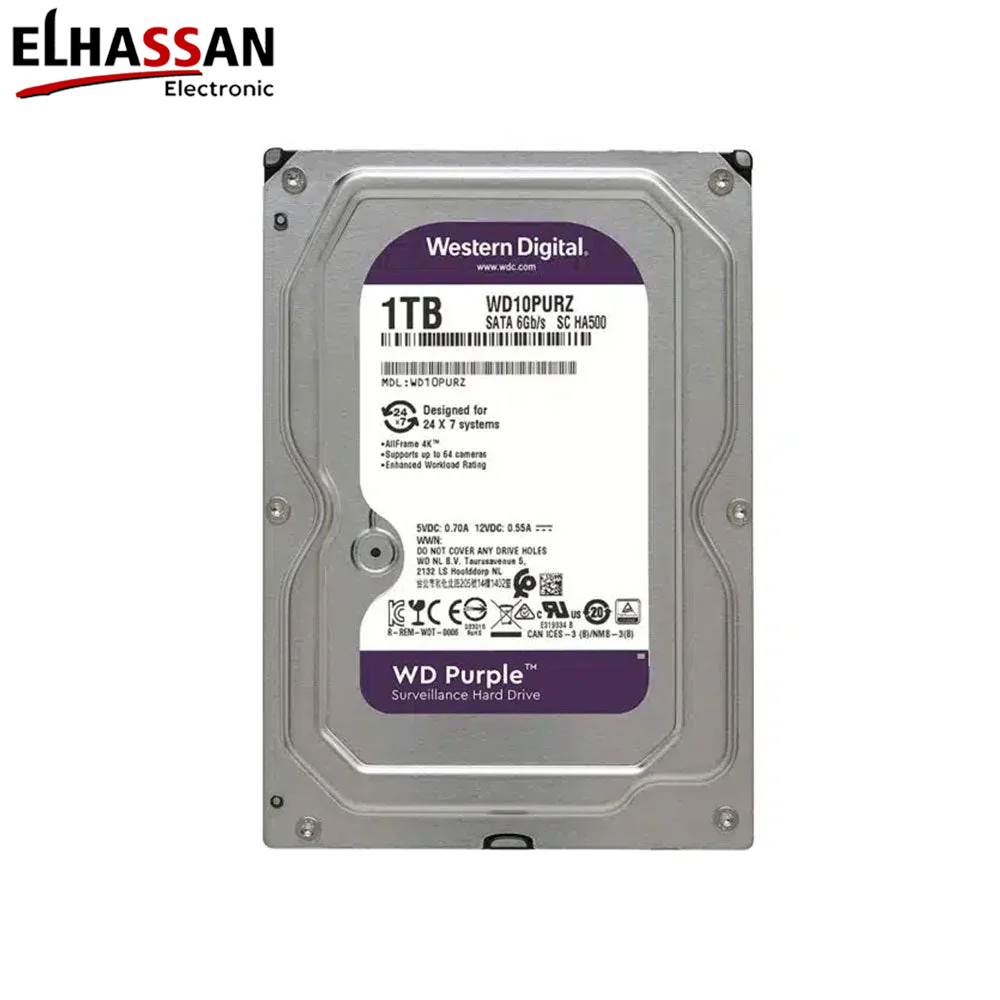 WD Purple 1TB Surveillance Hard Drive, 3.5-inch, SATA 6 Gb/s, WD10PURZ