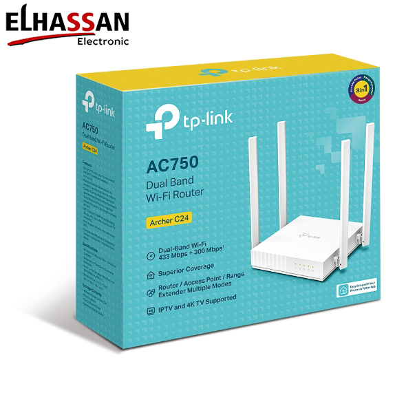 TP-Link Archer C24 AC750 Dual-Band Wi-Fi Router | High-Speed 4-Antenna Multi-Mode Wireless Router