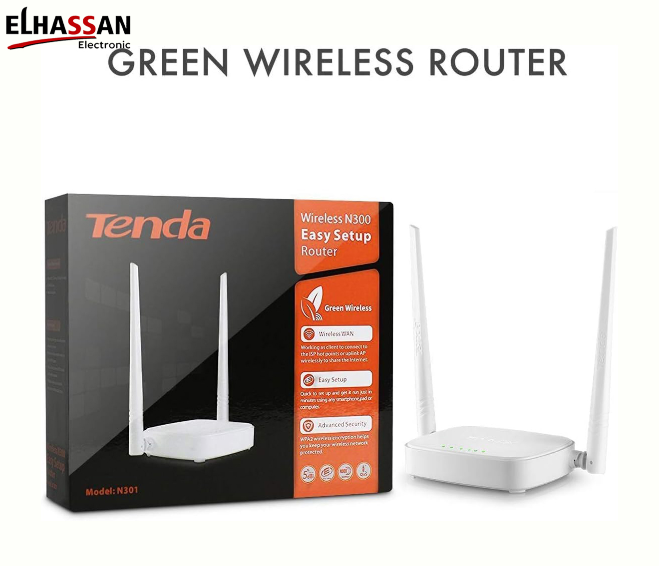 Tenda N301 Wireless N300 Easy Setup Router | 300Mbps High-Gain 2-Antenna Multi-Mode Router