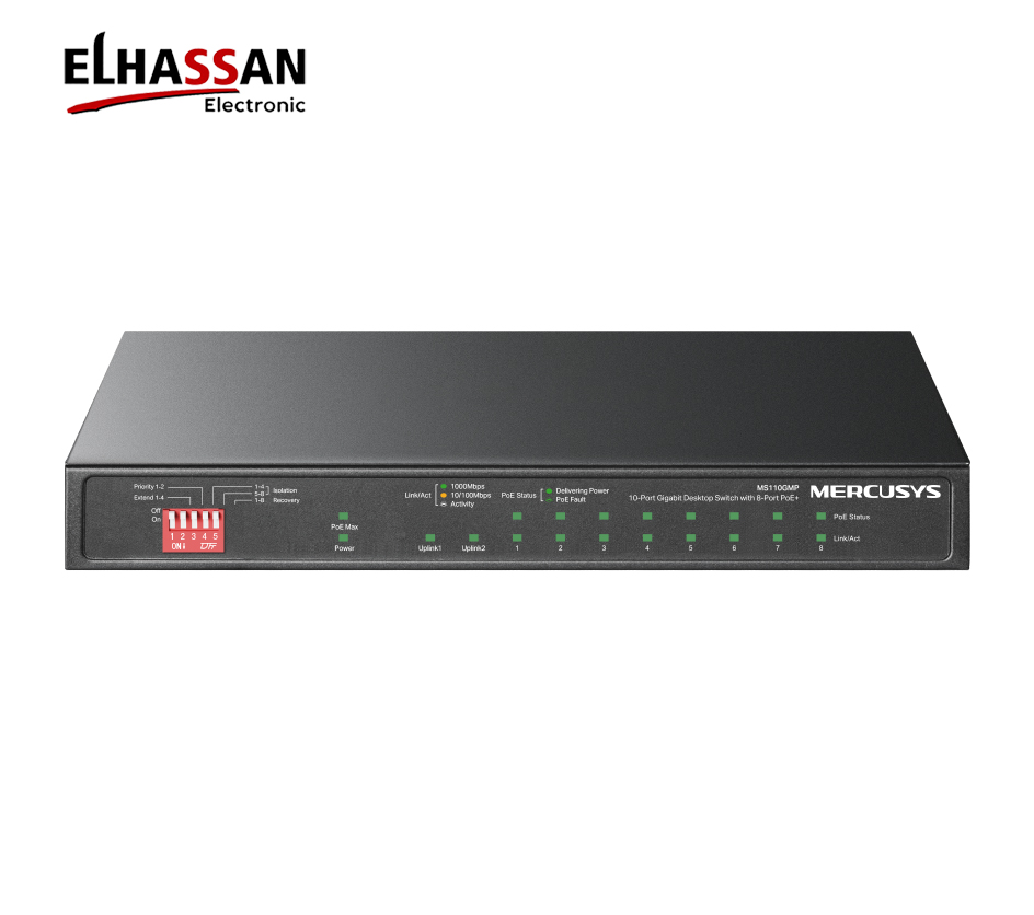 Mercusys MS110GMP 10-Port Gigabit Desktop Switch with 8-Port PoE+