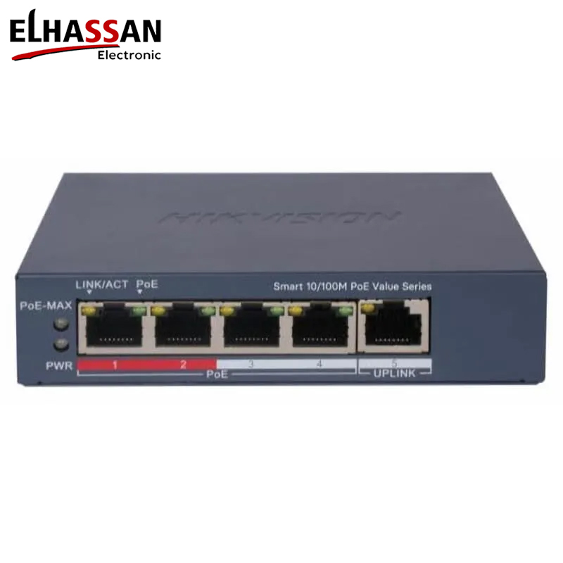 Hikvision DS-3E1105P-EI 5-Port Fast Ethernet Smart Desktop Switch with 4-Port PoE+